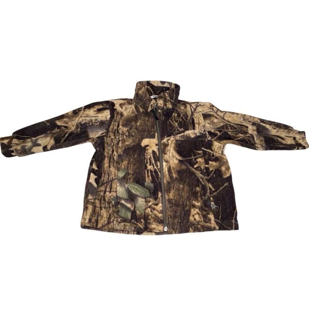 Columbia Camo Fleece Zip Jacket Mossy Oak Hunting Boys Youth Medium Coat Casual